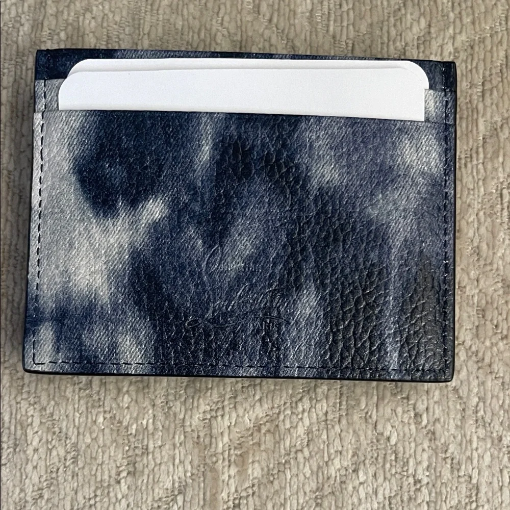 Christian Louboutin Blue Card Holder with Silver Studs